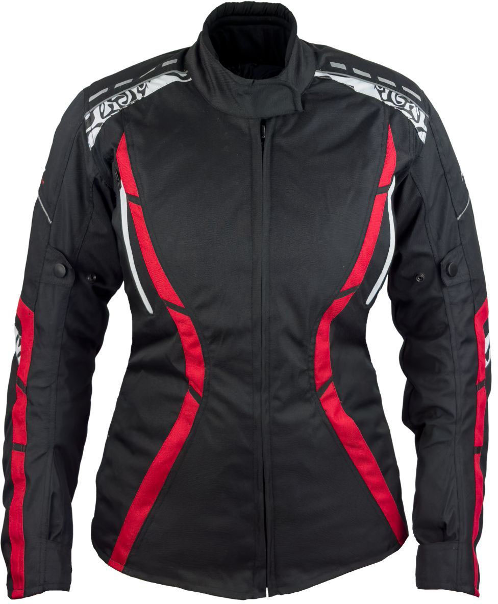 Motorradjacke ROLEFF "Zelina RO" Gr. M, schwarz (schwarz, rot), Jacken, M, Obermaterial: 100% Polyester. Innenfutter: 100% Polyester, wasserdicht und winddicht, mit Weitenverstellung
