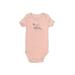 Carter's Short Sleeve Onesie: Pink Bottoms - Size 12 Month