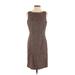 Ann Taylor Casual Dress - Sheath Crew Neck Sleeveless: Brown Leopard Print Dresses - Women's Size P Petite