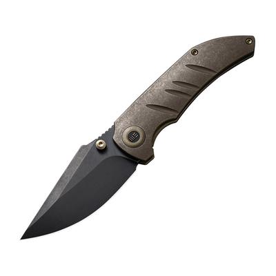 We Knife Co Ltd Riff-Raff Bronze Folding Knife 4.13in Closed 3.13in Black Stonewash CPM-20CV Stainless Steel Blade Bronze Stonewash Titanium Handle