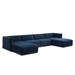 Blue Sectional - Conjure Channel Tufted Performance Velvet 6-Piece Sectional by Modway Velvet | 28 H x 155 W x 73 D in | Wayfair 889654253785