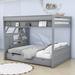 Harvison Full over Full 3 Drawer Futon Bunk Bed w/ Shelves by Harriet Bee in Gray | 65 H x 59 W x 96 D in | Wayfair