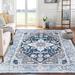 Blue 84 x 60 x 0.27 in Area Rug - Bungalow Rose Kimario Area Rug w/ Non-Slip Backing Polyester | 84 H x 60 W x 0.27 D in | Wayfair