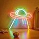 Chapel-Buy UFO LED Neon Sign USB 62 Neon Signs Night Light 3D Wall Art Game Room Bedroom Living