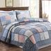 3pc Full/Queen Real Patchwork 100% Cotton Quilt Set Blue & Red