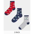 Threadbare 3 pack christmas avomerry socks in navy and red