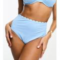 Peek & Beau Exclusive mix & match scallop high waist bikini bottom in pastel blue