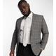 River Island Big & Tall rafa check slim suit jacket in grey