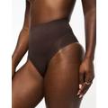 ASOS DESIGN Contouring medium control high waist brief with mesh in brown