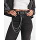 ASOS DESIGN wide waist and hip eyelet belt with chain detail in black