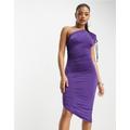 John Zack one shoulder slinky mini dress in purple