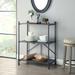 3 Tier Shelves Metal Console Table in Sandy Black and Dark Bronze - 54 x 84