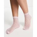 Pretty Polly heart print mesh ankle sock in lilac-Pink