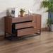 Brown Engineered Wood TV Stand Console Table w/ Gold Tone Handles - 54 x 84