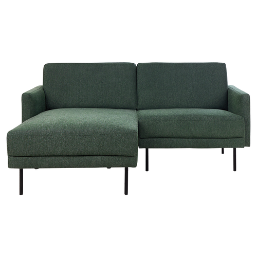 Ecksofa Dunkelgrün Stoff Rechtsseitig 2-Sitzer Sofa mit Schwarzen Metallfüßen Glamour Modern Wohnzimmer Büro Arbeitszimmer Wohnküche Esszimmer