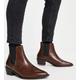 Red Tape wide fit heeled chelsea western boots in black leather-Brown