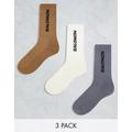 Salomon 3 pack of everyday unisex crew socks in white brown and grey