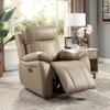 Trie Transitional Light Brown Leather Power Recliner with USB Port by Furniture of America