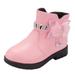 nsendm Female Shoes Toddler Snowboard Shoes for Kids Short Boots Warm Leather Boots Baby Bow Cute Cotton Shoes Warm Boots Boots Big Kids Pink 9