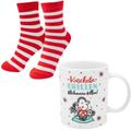 Sheepworld Tassen-Socken-Set Bestehend Aus Einer Tasse Mit Motivdruck: "Kuscheln, Chillen, Glühwein Killen!" Und Einem Paar Socken In Größe 36-40