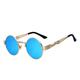 Steampunk Sunglasses / Gold Frame / Blue Mirror Lens 003