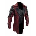 iOPQO Casual Jackets For Men Men Vintage Leather Jacket Biker Motorcycle Zipper Long Sleeve Coat Top Blouses Red + XXL