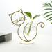 Desktop Glass Planter Vase Holder Metal Cat Plant Terrarium Stand for Home Patio Lawn Garden Decoration