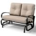 Outdoor Patio Rocking Glider Cushioned 2 Seats Steel Frame Furniture Natural