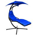 Hanging Chaise Lounger Chair Porch Swing Chair w/Pillow and Canopy Navy