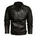 25k Jacket Mens Leather Jackets Autumn And Winter PU Leather Jacket Stand Collar With Velvet And Thick Motorcycle Coat Jacket for Man Mens Heavy Coats Water Mens Jacket Boreal Shirt