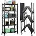 5 Tier Storage Shelf Wire Shelving Unit Storage Rack Metal for Kitchen Organization with wheels Black (5 Tier)