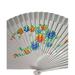 CL GIFT Floral Vintage Spanish Folding Fan Doubled-Side Flower Wood Fan for Wedding Party Decor/Dancing Hand Fan (White)