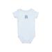 Carter's Short Sleeve Onesie: Blue Print Bottoms - Size 6 Month