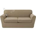 Waterproof Loveseat Couch Covers for 2 Cushion Couch - Stretch Sofa Slipcover Furniture Protector Cover (Large Khaki)