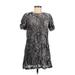 Zara Casual Dress - Shift Crew Neck Short sleeves: Gray Paisley Dresses - Women's Size Medium - Print Wash