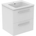 Ideal Standard i. life B Double Drawer Wall Hung Unit with Basin Matt 600mm with Brushed Chrome Handles in White