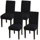 Stretch Dining Room Chair Slipcovers, Stretch Jacquard Fabric Removable Dining Chair Covers Seat Slipcover, Chair Covers For Dining Room, Hotel, Ceremony-black-set of 4