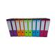 Box File Bright Laminated Foolscap, Lockspring, Ring Pull & Catch, 75mm Spine, Assorted Colours (10 Pack)