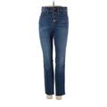 Madewell Jeggings - High Rise Straight Leg Boyfriend: Blue Bottoms - Women's Size 26 - Dark Wash