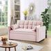 Mercer41 Jashlyn Square Arm Convertible Loveseat, Sofa bed for Small Spaces Apartments Wood/Velvet/Solid Wood in Pink/Black | Wayfair