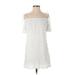 MILLY Cabana Casual Dress - Shift Cold Shoulder Short sleeves: White Print Dresses - Women's Size P