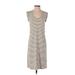 Theory Casual Dress - Shift Scoop Neck Sleeveless: Tan Print Dresses - Women's Size P