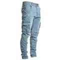 Jeans skinny déchirés pour hommes poches latérales multiples pantalons cargo en denim pantalons