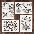 Pochoirs A4 pour peinture murale motif oiseaux arbre feuilles pour bricolage scrapbooking