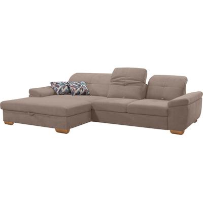 Ecksofa ALINA "Nadira", braun (hellbraun xbo 2), B:271cm H:91cm T:199cm, Struktur fein XBO (90% Polyester, 10% Polyamide), Chenille GCP (100% Polyester), Sofas, wahlweise mit Bettfunktion und Stauraum Image