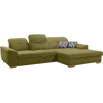 Ecksofa ALINA "Nadira", grün (olive xbo 13), B:271cm H:91cm T:199cm, Struktur fein XBO (90% Polyester, 10% Polyamide), Chenille GCP (100% Polyester), Sofas, wahlweise mit Bettfunktion und Stauraum Image