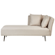 Chaiselongue Beige Stoffbezug Rechtsseitig mit Kissen Armlehne Metallbeine Modern für Wohnzimmer Schlafzimmer Wintergarten Kleine Räume