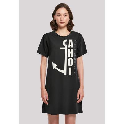 Shirtkleid F4NT4STIC "Ahoi Anker Knut & Jan Hamburg", Damen, Gr. XL, schwarz, Obermaterial: 100% Baumwolle, casual, regular fit, Rundhals, Kurzarm ohne Bündchen, Kleider, Print Image