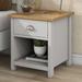 Country Style Solid Wood Nightstand, Bedside Tables with Oak Top Drawer & Shelf, for Bedroom Side Table Gray