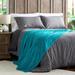 Velvet Throw - Oversized Solid Microfiber Polyester Blanket - Breathable and Machine Washable by Lavish Home (Lagoon Green)